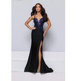 KATE PARKER Beaded v-neck open lace up back w/slit 26031