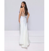 KATE PARKER Spaghetti strap open lace up back beaded fitted w/slit 26303