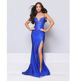 KATE PARKER Spaghetti strap open lace up back beaded fitted w/slit 26303