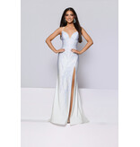 KATE PARKER Spaghetti strap open lace up back beaded fitted w/slit 26303