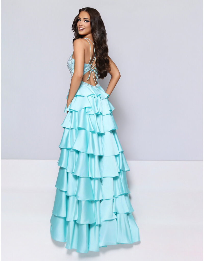 KATE PARKER A-LINE, RUFFLE, BEADED, CORSET BODICE, LACE-UP BACK 26264