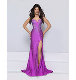 KATE PARKER Beaded spaghetti strap corset bodice fitted gown 26050