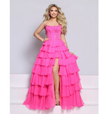 KATE PARKER Beaded strapless corset ruffle chiffon ballgown 26300