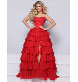 KATE PARKER Beaded strapless corset ruffle chiffon ballgown 26300