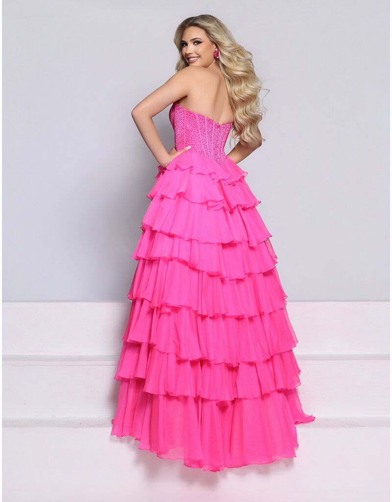 KATE PARKER Beaded strapless corset ruffle chiffon ballgown 26300