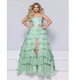 KATE PARKER Beaded strapless corset ruffle chiffon ballgown 26300