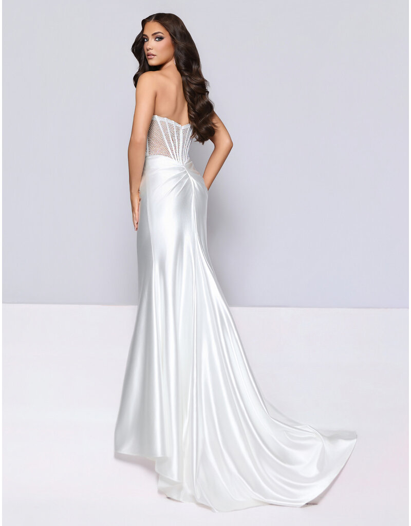 KATE PARKER FITTED, STRAPLESS, BEADED, CORSET BODICE WITH SLIT 26043