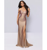 KATE PARKER Fitted, off shoulder, fully beaded, lace-up back with slit 26185