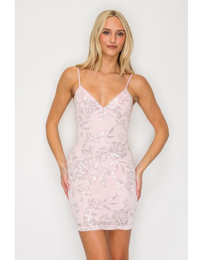 LOVESOME Spaghetti strap fitted sequin butterfly back CD26559071