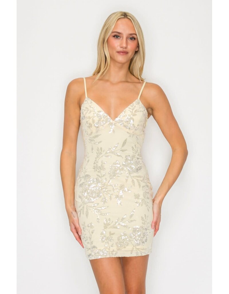 LOVESOME Spaghetti strap fitted sequin butterfly back CD26559071
