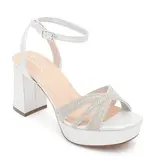 Rhineston toe strappy block platform RACHEL-6