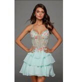 Beaded embroidered corset bodice ruffle skirt a-line 3026096