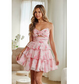 AMELIA COUTURE STRPLSS, RUFFLE, FLORAL PRNT, CUT OUT, A-LINE 902686S