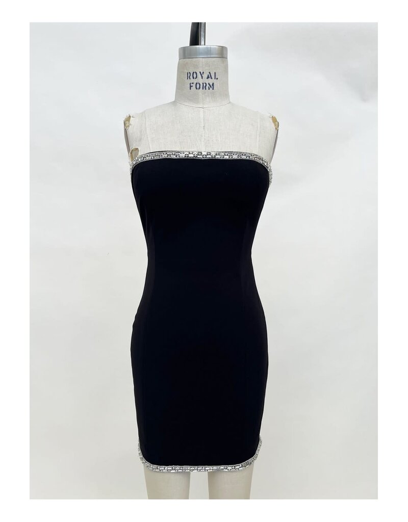 LOVESOME Strapless beaded trim fitted short gown CD2631208