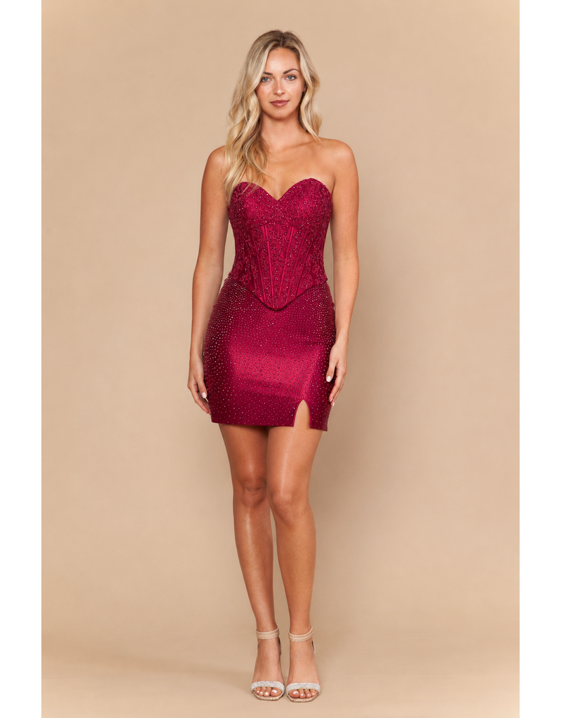Strapless beaded lace corset fitted gown 2626214