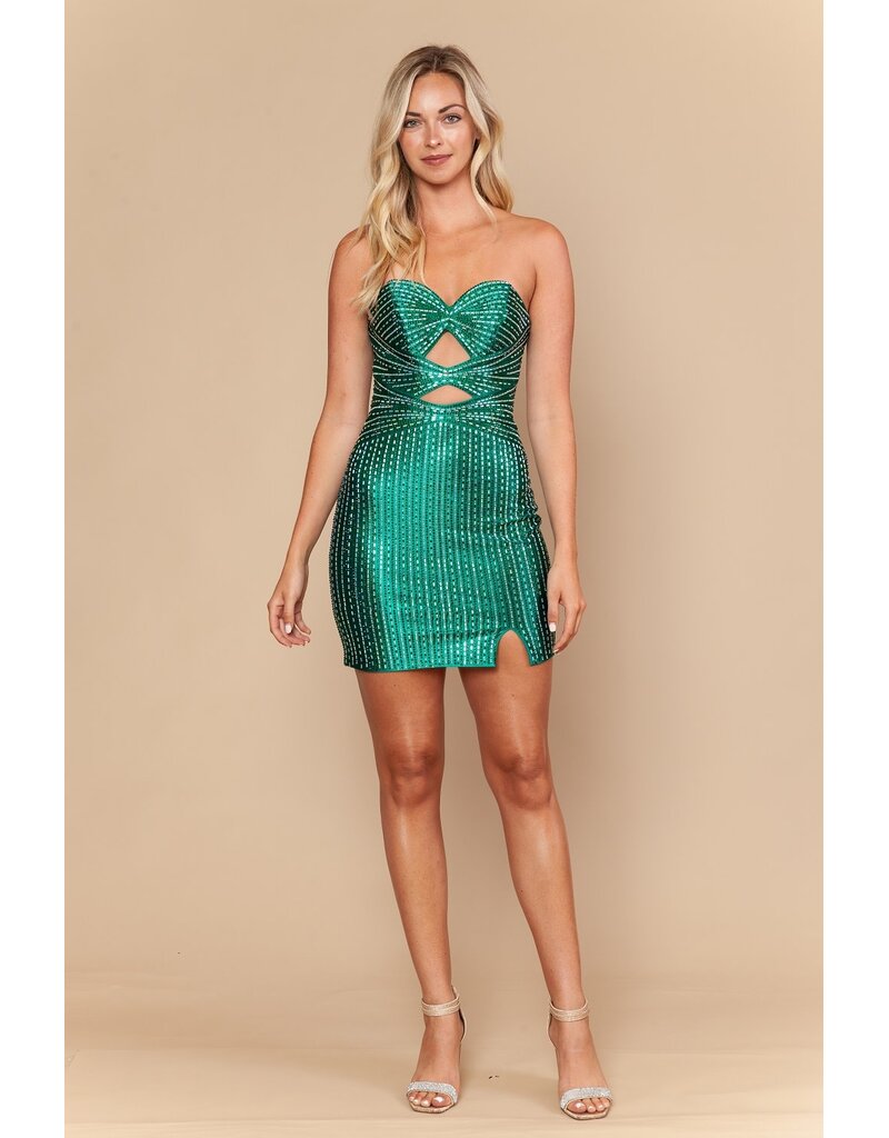 Rhinestone fitted dress w/ cutouts 2626228