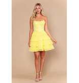 Strapless lace corset bodice ruffle chiffon a-line 2626170