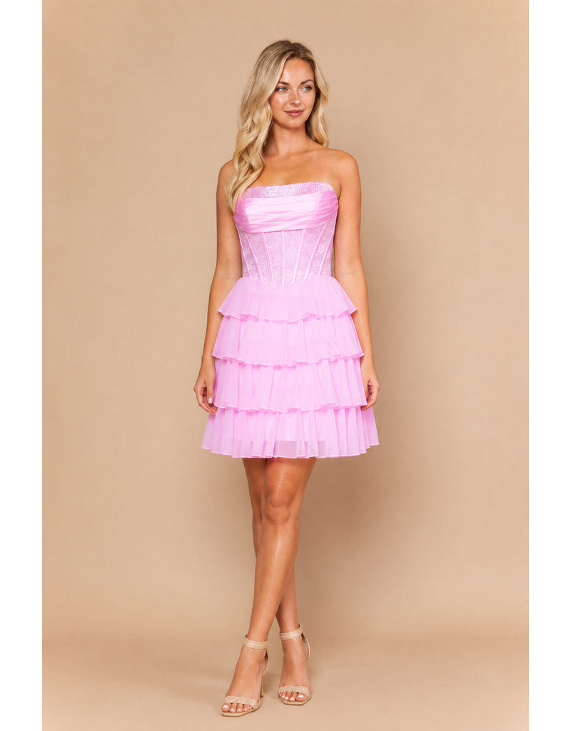 Strapless beaded corset ruffle a-line skirt 2626246