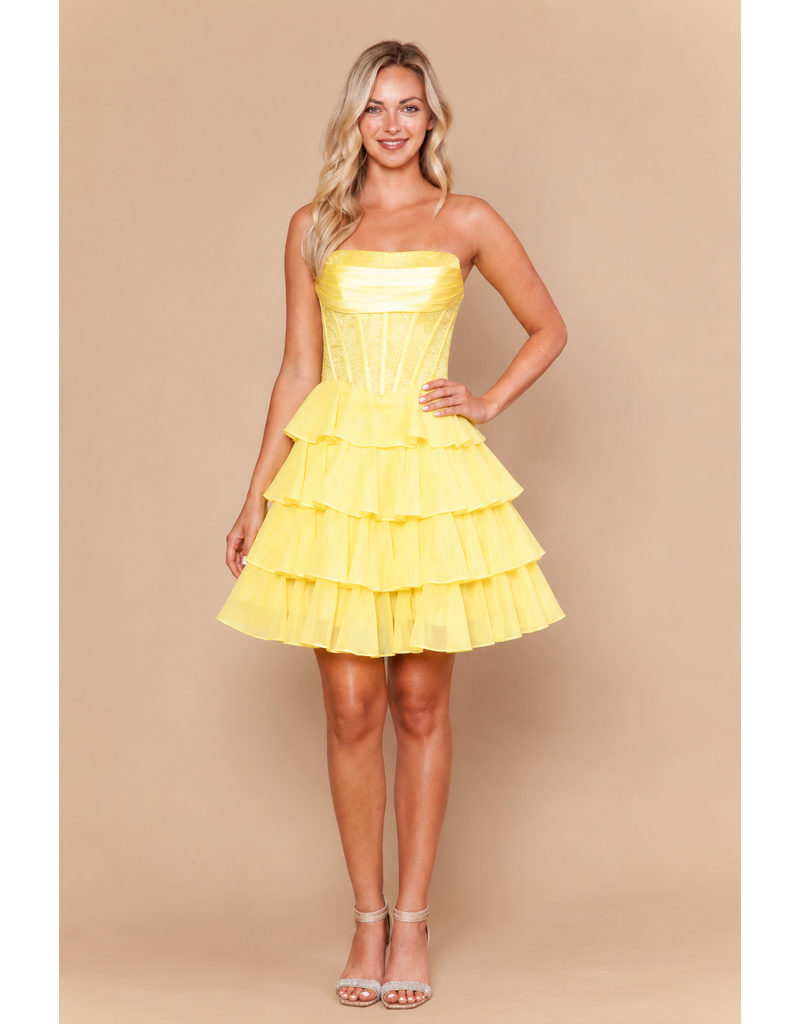 Strapless beaded corset ruffle a-line skirt 2626246