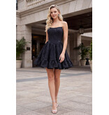 Strapless corset brocade a-line ruffle A726019