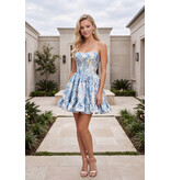 Strapless corset brocade a-line ruffle A726019