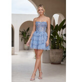 Strapless sequin embroidered ruffle lace up G726043