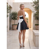 Strapless cuff polka dot a-line w/bow T726106