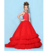 2Cute Princess High neck beaded bodice ruffle tulle ballgown G1291