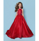 KP MINI High neck beaded crystal satin ballgown G1310