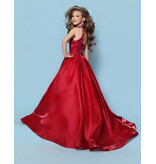 KP MINI High neck beaded crystal satin ballgown G1310
