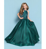 KP MINI High neck beaded crystal satin ballgown G1310
