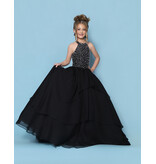 KP MINI High neck pearl beaded bodice ruffle chiffon ballgown G1311