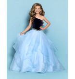 KP MINI One shoulder velvet bodice organza ruffle ballgown G1312