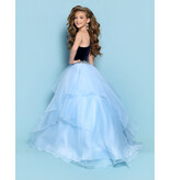 KP MINI One shoulder velvet bodice organza ruffle ballgown G1312