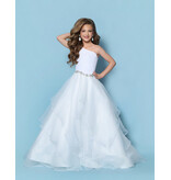 KP MINI One shoulder velvet bodice organza ruffle ballgown G1312
