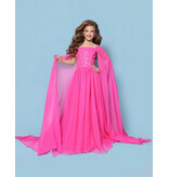 KP MINI Beaded bodice off the shoulder chiffon cape ballgown G1313