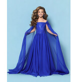 KP MINI Beaded bodice off the shoulder chiffon cape ballgown G1313