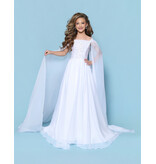 KP MINI Beaded bodice off the shoulder chiffon cape ballgown G1313