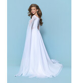 KP MINI Beaded bodice off the shoulder chiffon cape ballgown G1313