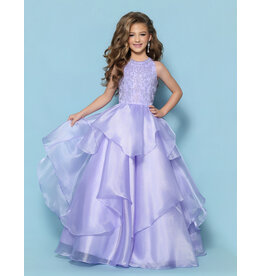 KP MINI High neck beaded bodice ruffle organza ballgown G1315