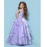 KP MINI High neck beaded bodice ruffle organza ballgown G1315