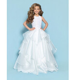 KP MINI High neck beaded bodice ruffle organza ballgown G1315