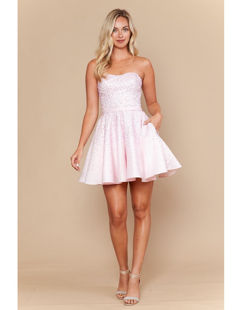 Strapless pearl beaded  a-line short gown 2626140