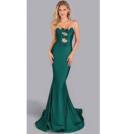 JESSICA ANGEL Strapless beaded cutout bow fitted gown JA2644
