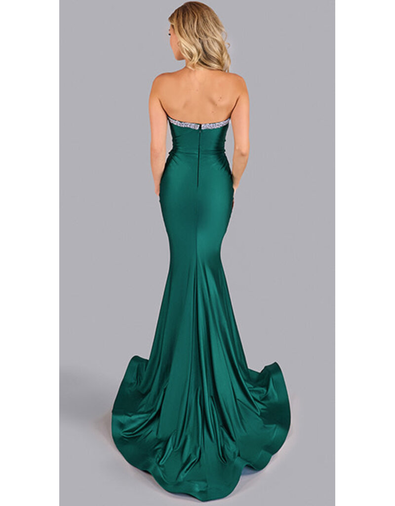 JESSICA ANGEL Strapless beaded cutout bow fitted gown JA2644