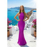 JESSICA ANGEL High neck low back fitted jersey gown JA2809