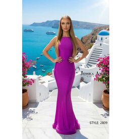 JESSICA ANGEL High neck low back fitted jersey gown JA2809
