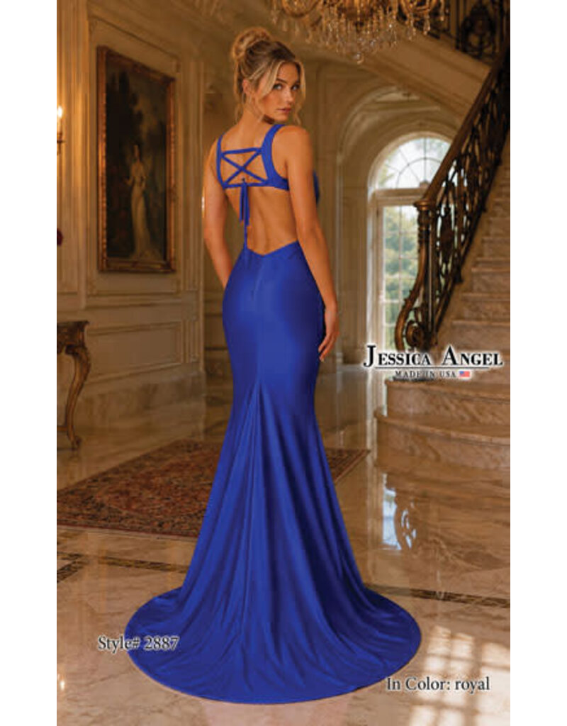 JESSICA ANGEL Tank v-neck open back fitted gown JA2887