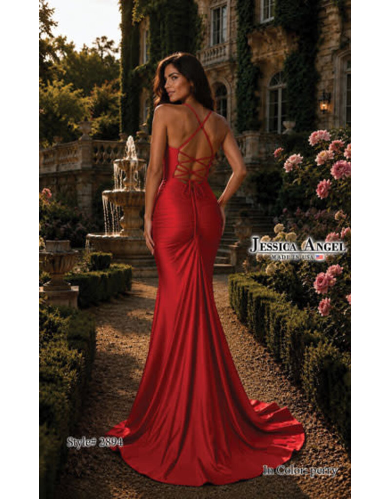 JESSICA ANGEL Spaghetti strap front cut out fit n flare lace up back JA2894