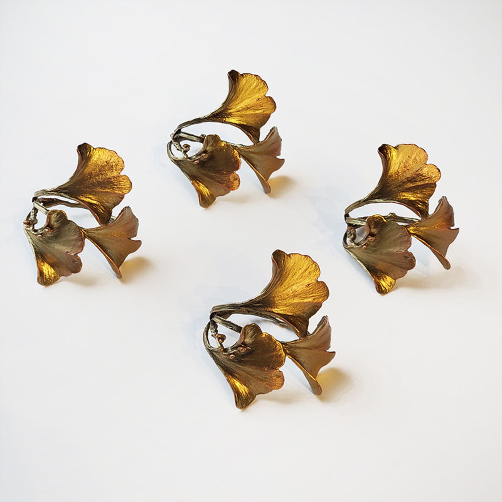 Table Art Ginkgo Leaf Napkin Rings - Set of 4